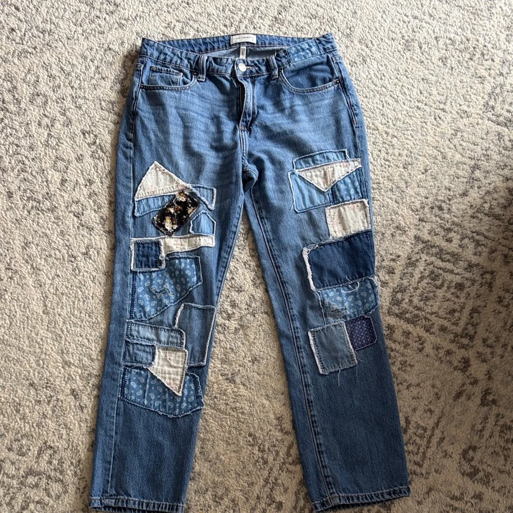 DRIFTWOOD Jordie Blue Patchwork Straight Leg Jeans - Picture 4 of 7